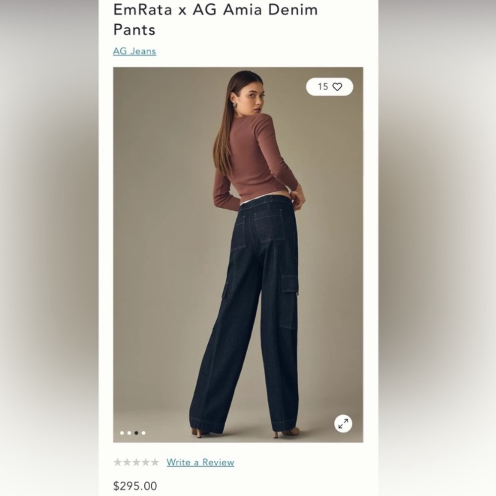 NWT AG Jeans x Emrata Amia Wide Leg Cargo Carpenter Denim trouser pant Jean - Picture 14 of 17